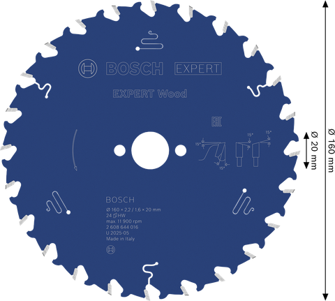 BoschEXPERT 木工圆锯片 160mm T24。